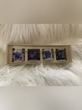 PIER 1  VINTAGE Mandarin Blue porcelain set of (4) napkin holders NIB NWT